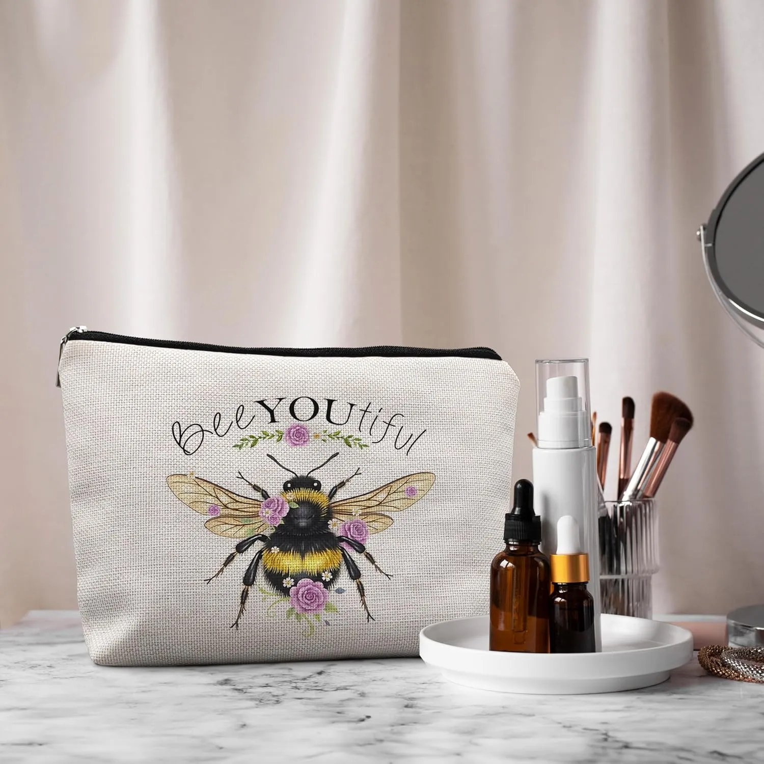 Bee Gifts for Bee Lovers Small Makeup Bag, Bee Gifts for Women, Honey Bee Gifts Cosmetic Bags for Women, Bee You Tiful BagStyle B