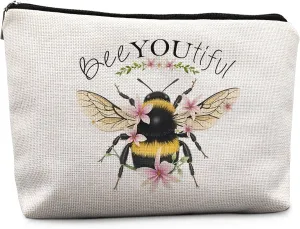 Bee Gifts for Bee Lovers Small Makeup Bag, Bee Gifts for Women, Honey Bee Gifts Cosmetic Bags for Women, Bee You Tiful BagStyle C