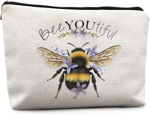 Bee Gifts for Bee Lovers Small Makeup Bag, Bee Gifts for Women, Honey Bee Gifts Cosmetic Bags for Women, Bee You Tiful BagStyle D