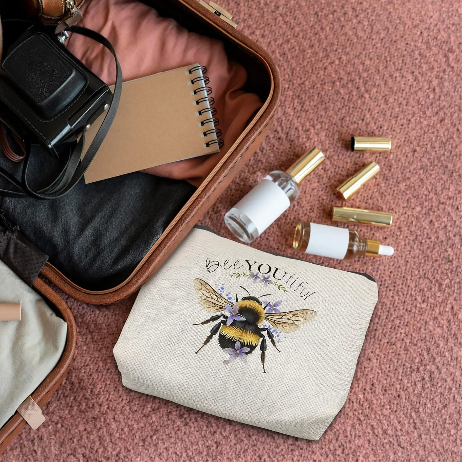 Bee Gifts for Bee Lovers Small Makeup Bag, Bee Gifts for Women, Honey Bee Gifts Cosmetic Bags for Women, Bee You Tiful BagStyle D