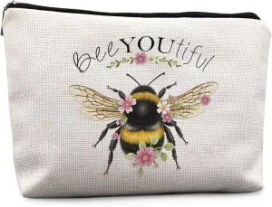Bee Gifts for Bee Lovers Small Makeup Bag, Bee Gifts for Women, Honey Bee Gifts Cosmetic Bags for Women, Bee You Tiful BagStyle E