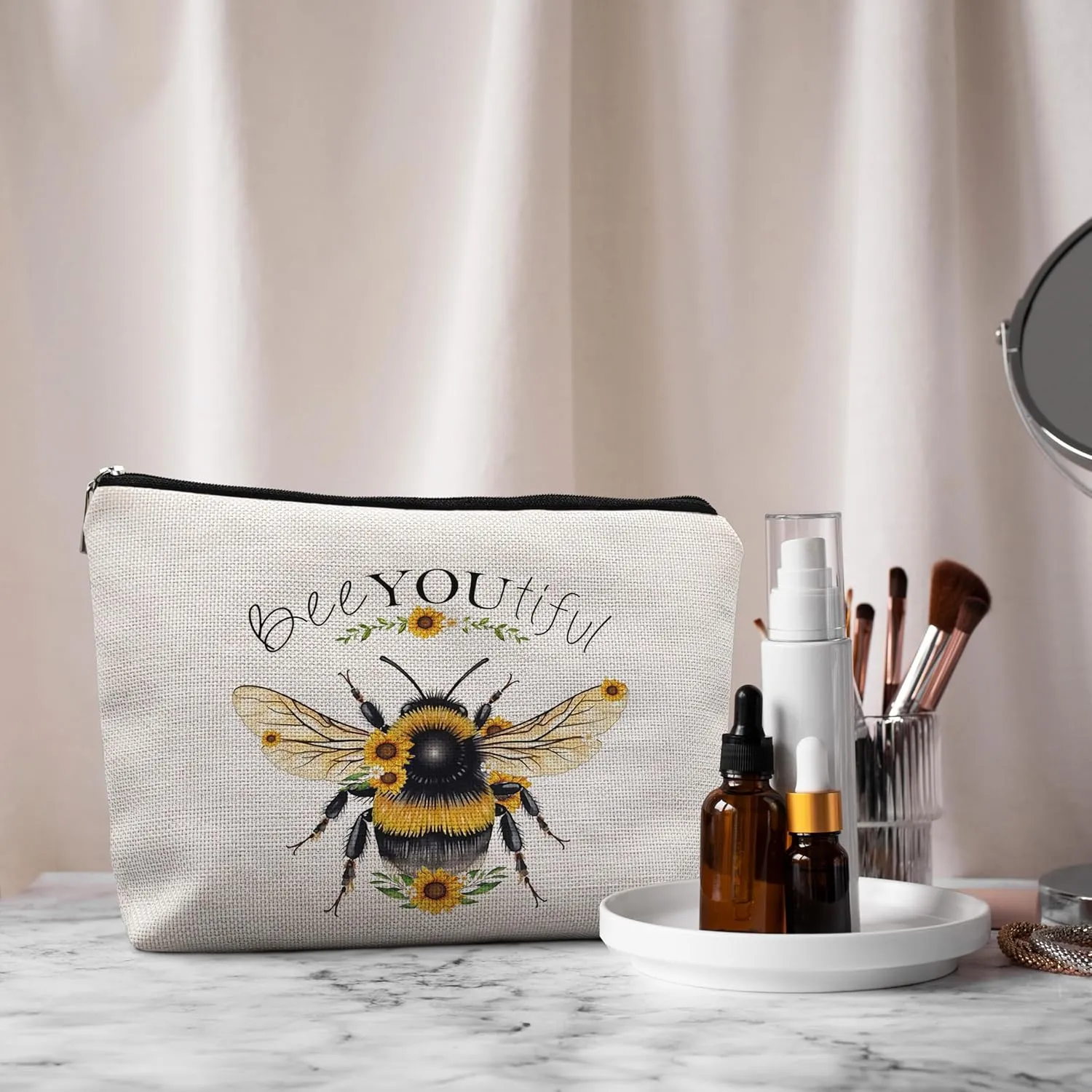 Bee Gifts for Bee Lovers Small Makeup Bag, Bee Gifts for Women, Honey Bee Gifts Cosmetic Bags for Women, Bee You Tiful BagStyle F