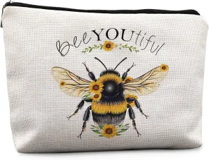 Bee Gifts for Bee Lovers Small Makeup Bag, Bee Gifts for Women, Honey Bee Gifts Cosmetic Bags for Women, Bee You Tiful BagStyle F
