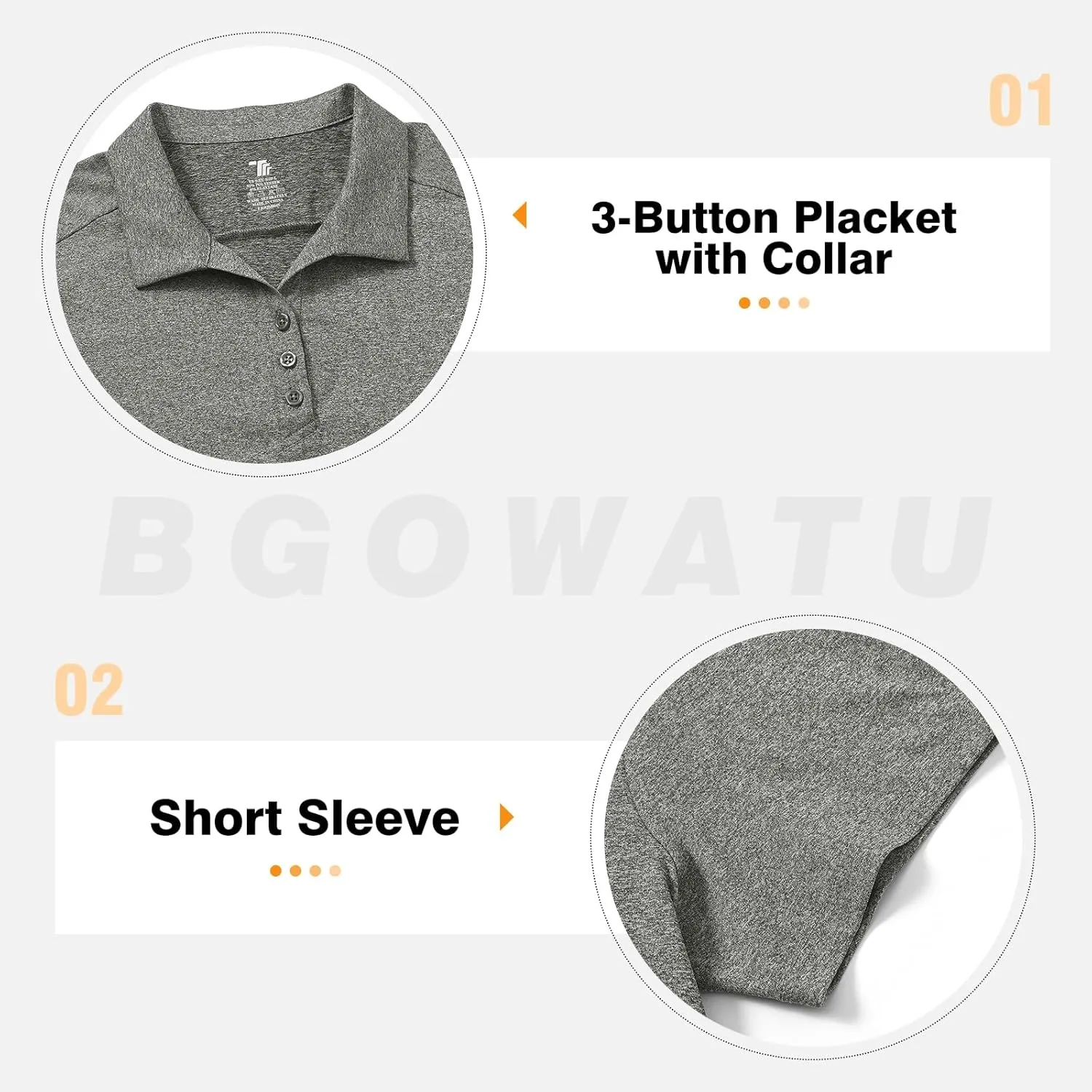 BGOWATU Women's Polo Shirts Golf Tennis Shirts Short Sleeve 3 Buttons Collared Casual Top UV Sun Protection Dry Fit