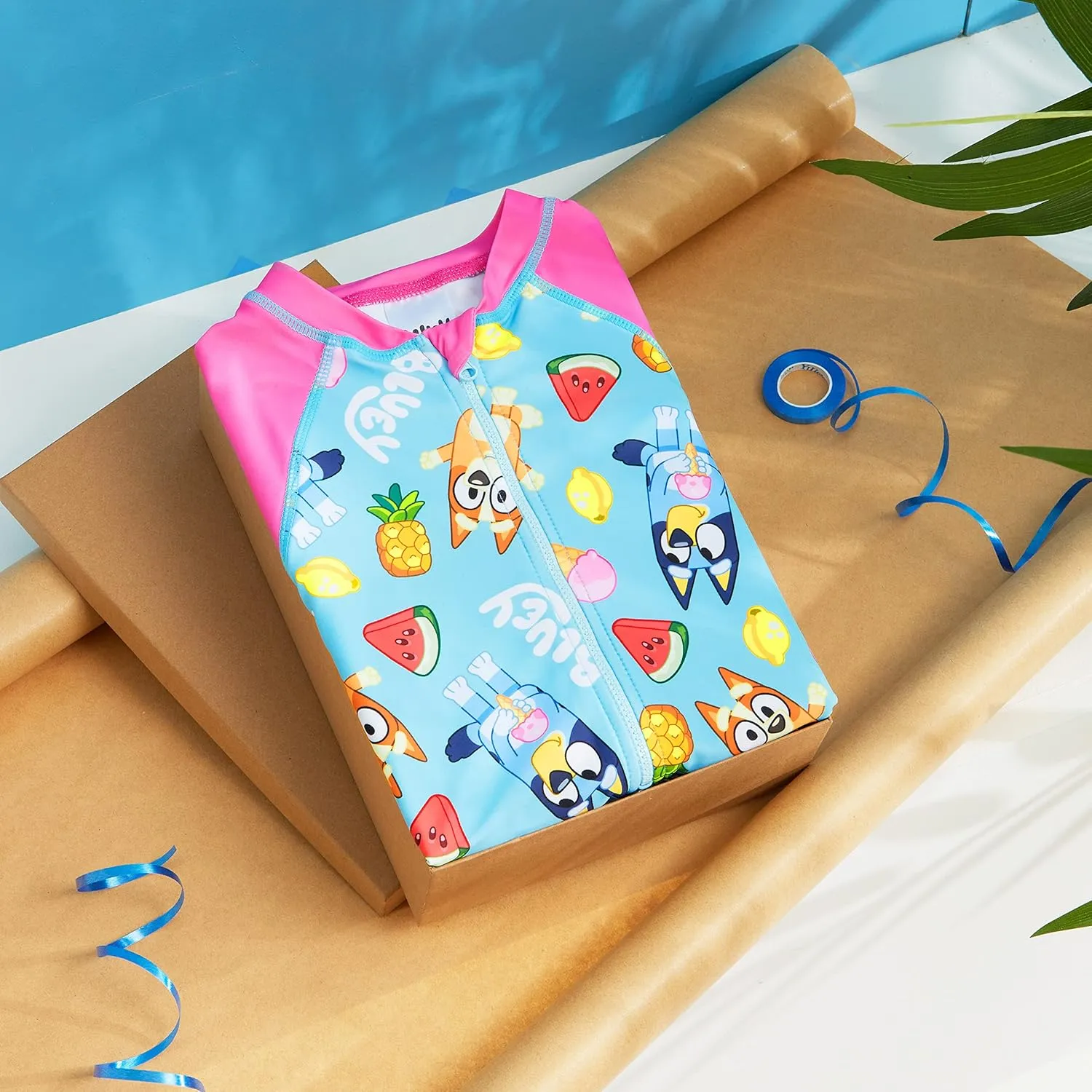 Bluey Girls Swimsuit Long Sleeve One Piece Bathing Suit or Rash Guard Kids Toddler