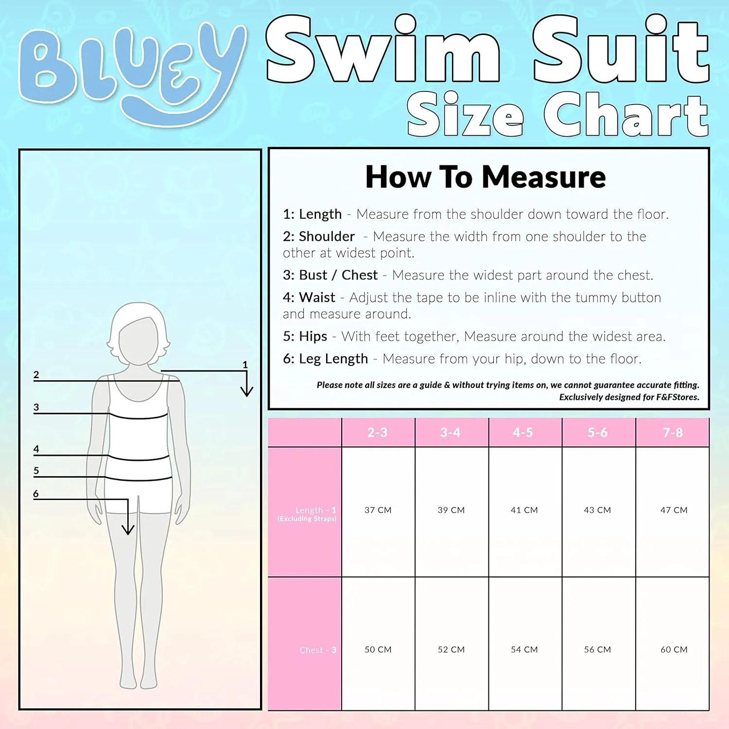 Bluey Girls Swimsuit Long Sleeve One Piece Bathing Suit or Rash Guard Kids Toddler