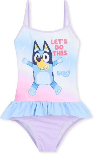 Bluey Girls Swimsuit Long Sleeve One Piece Bathing Suit or Rash Guard Kids Toddler