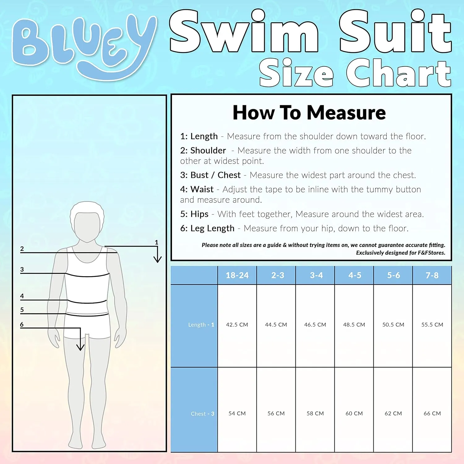 Bluey Girls Swimsuit Long Sleeve One Piece Bathing Suit or Rash Guard Kids Toddler