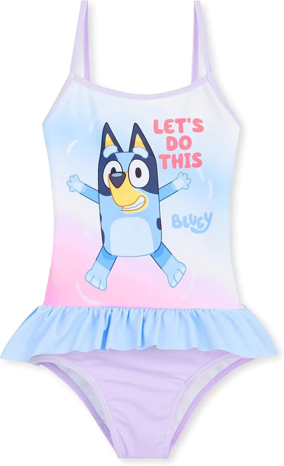 Bluey Girls Swimsuit Long Sleeve One Piece Bathing Suit or Rash Guard Kids Toddler