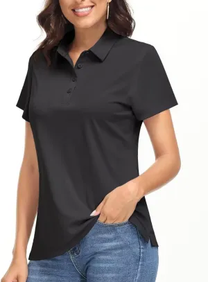 Boladeci Women's Golf Polo Shirts Short Sleeve UPF 50  Sun Protection Quick Dry Lightweight 4-Button Tennis Tops