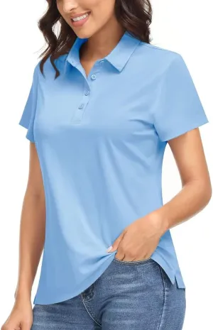 Boladeci Women's Golf Polo Shirts Short Sleeve UPF 50  Sun Protection Quick Dry Lightweight 4-Button Tennis Tops