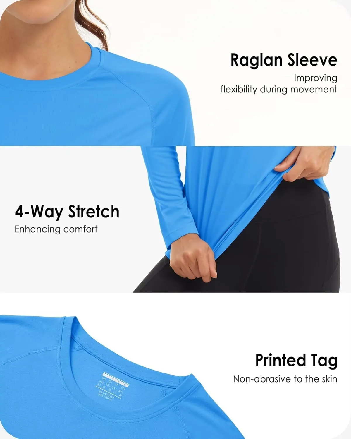 Boladeci Women's Sun Shirts UPF 50  UV Protection Rash Guard Long Sleeve Swim Shirts Quick Dry Lightweight Workout Tops