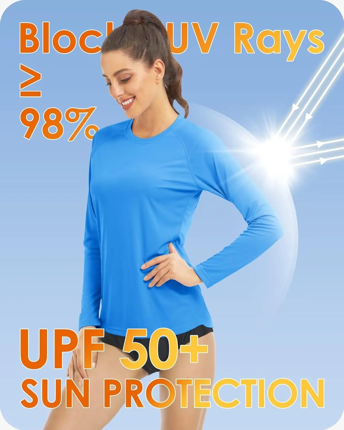 Boladeci Women's Sun Shirts UPF 50  UV Protection Rash Guard Long Sleeve Swim Shirts Quick Dry Lightweight Workout Tops