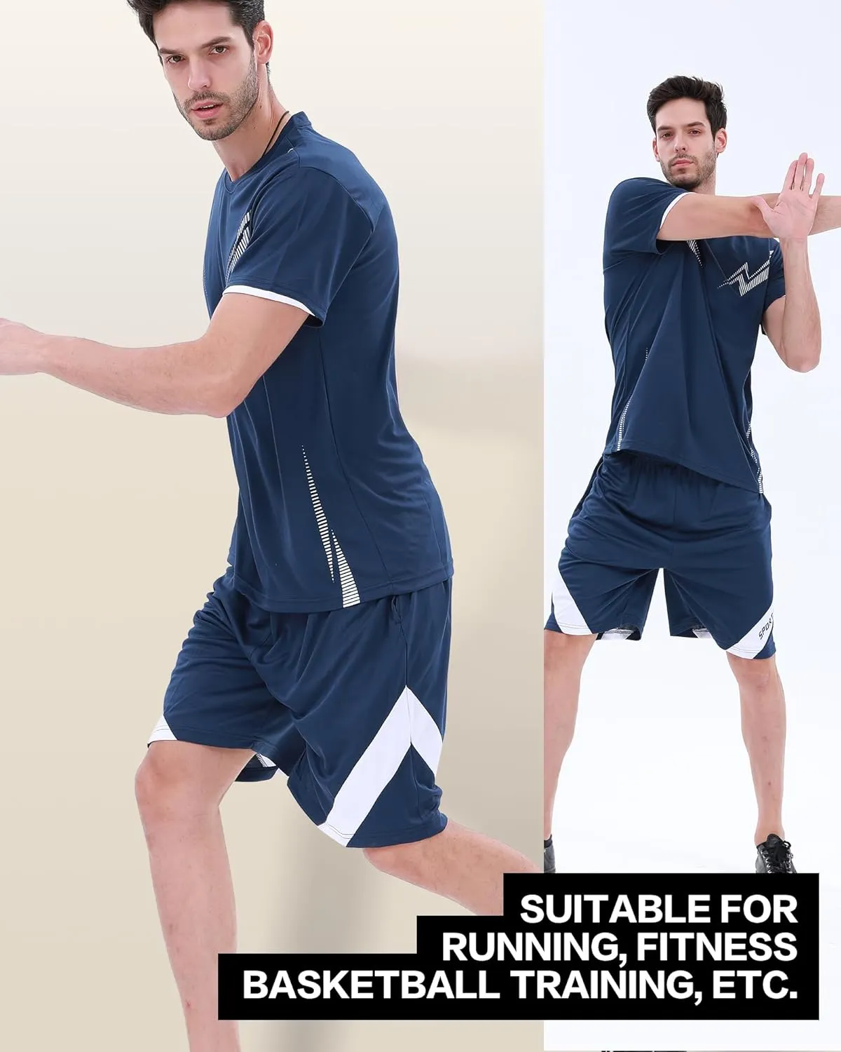 BOOMCOOL Gym Mens Clothes Workout Shirts for Men Outfits Sets 6pcs Shirts Shorts