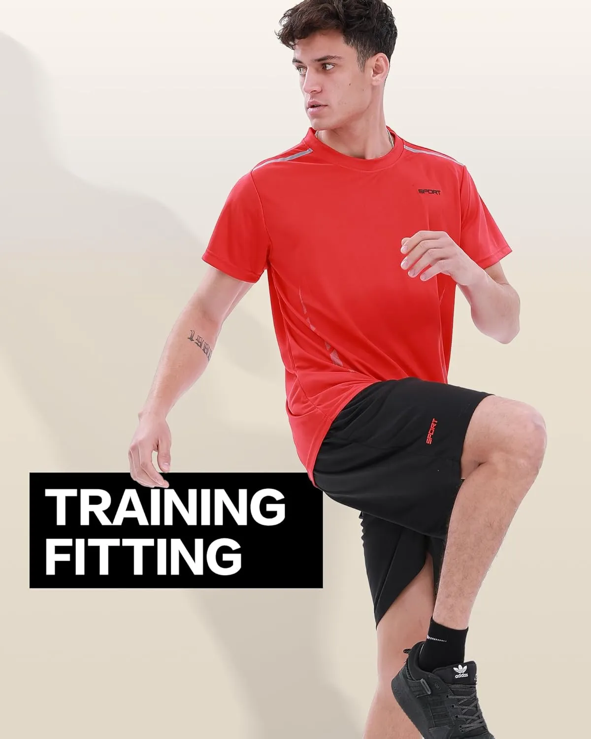 BOOMCOOL Gym Mens Clothes Workout Shirts for Men Outfits Sets 6pcs Shirts Shorts