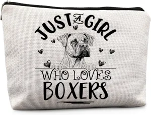 Boxer Dogs Makeup Bag, Just A Girl Who Loves Boxers Cosmetic Pouch