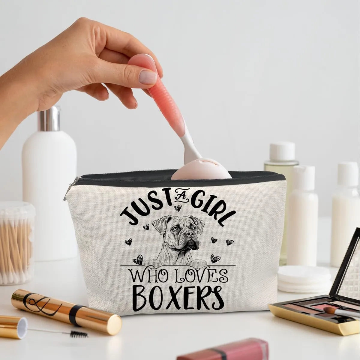Boxer Dogs Makeup Bag, Just A Girl Who Loves Boxers Cosmetic Pouch
