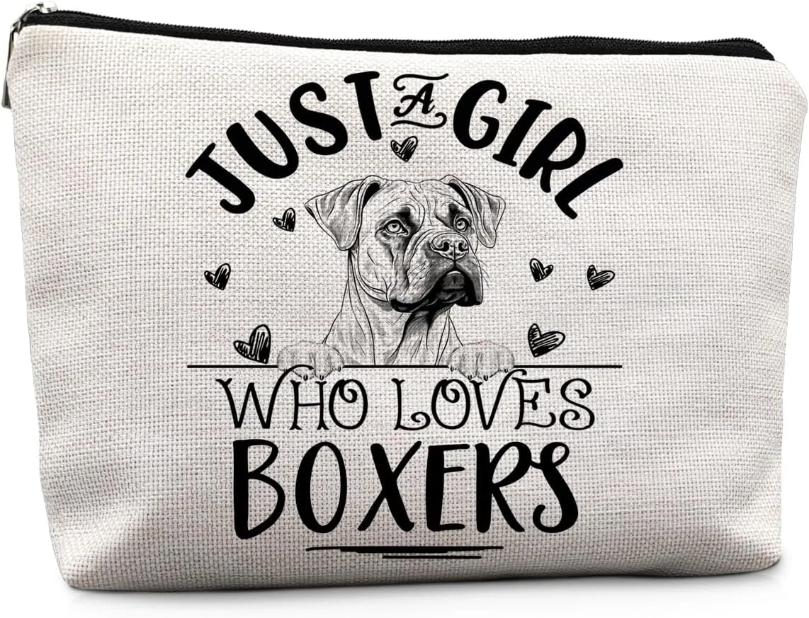 Boxer Dogs Makeup Bag, Just A Girl Who Loves Boxers Cosmetic Pouch