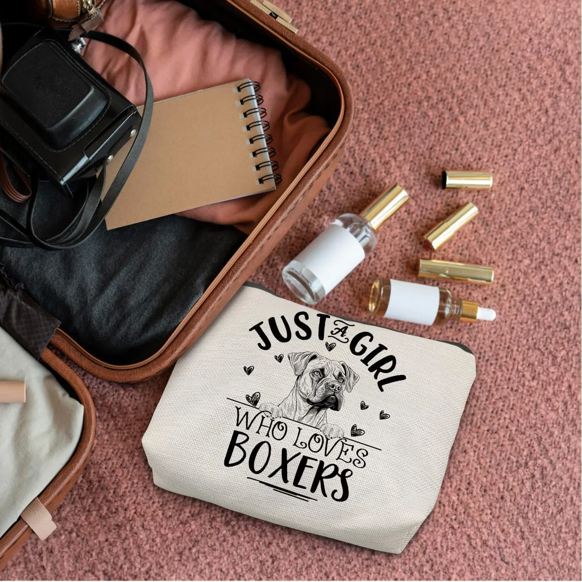 Boxer Dogs Makeup Bag, Just A Girl Who Loves Boxers Cosmetic Pouch