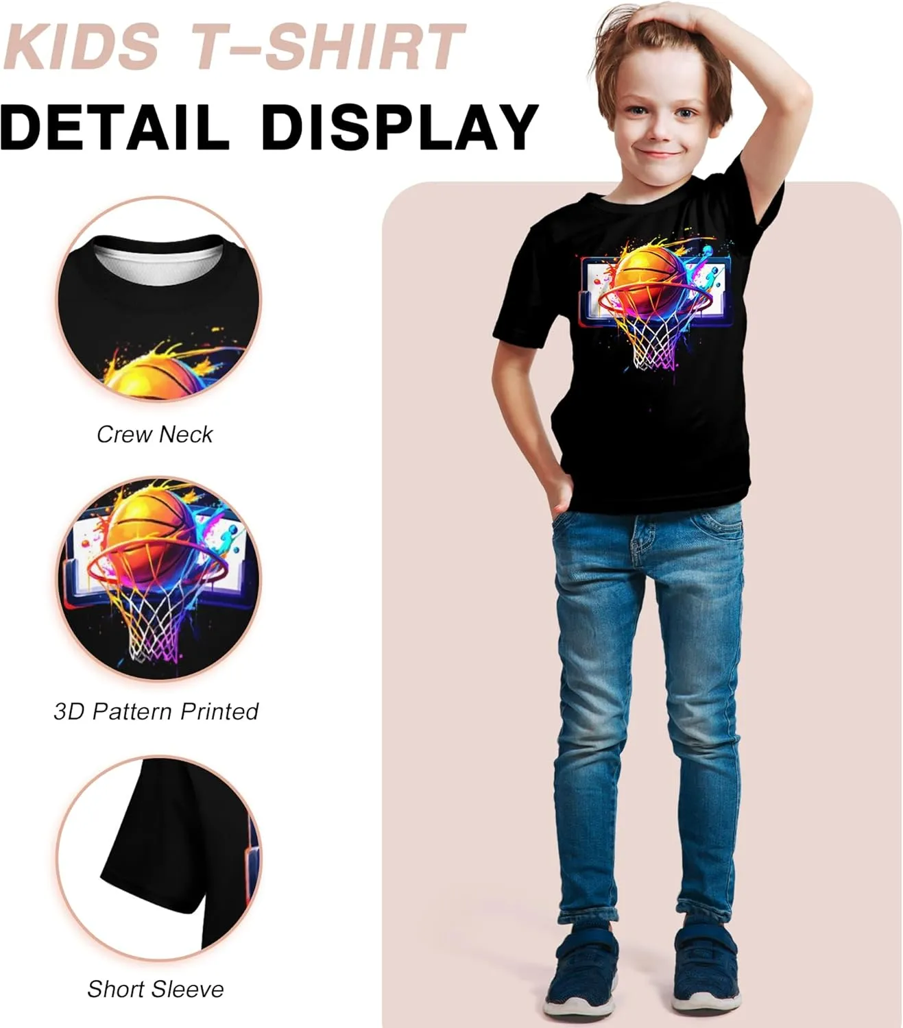 Boys Girls 3D Graphic T-Shirts, Cool Crewneck Unisex Kids Short Sleeve, Novelty Tees for 6-16 Years Teens