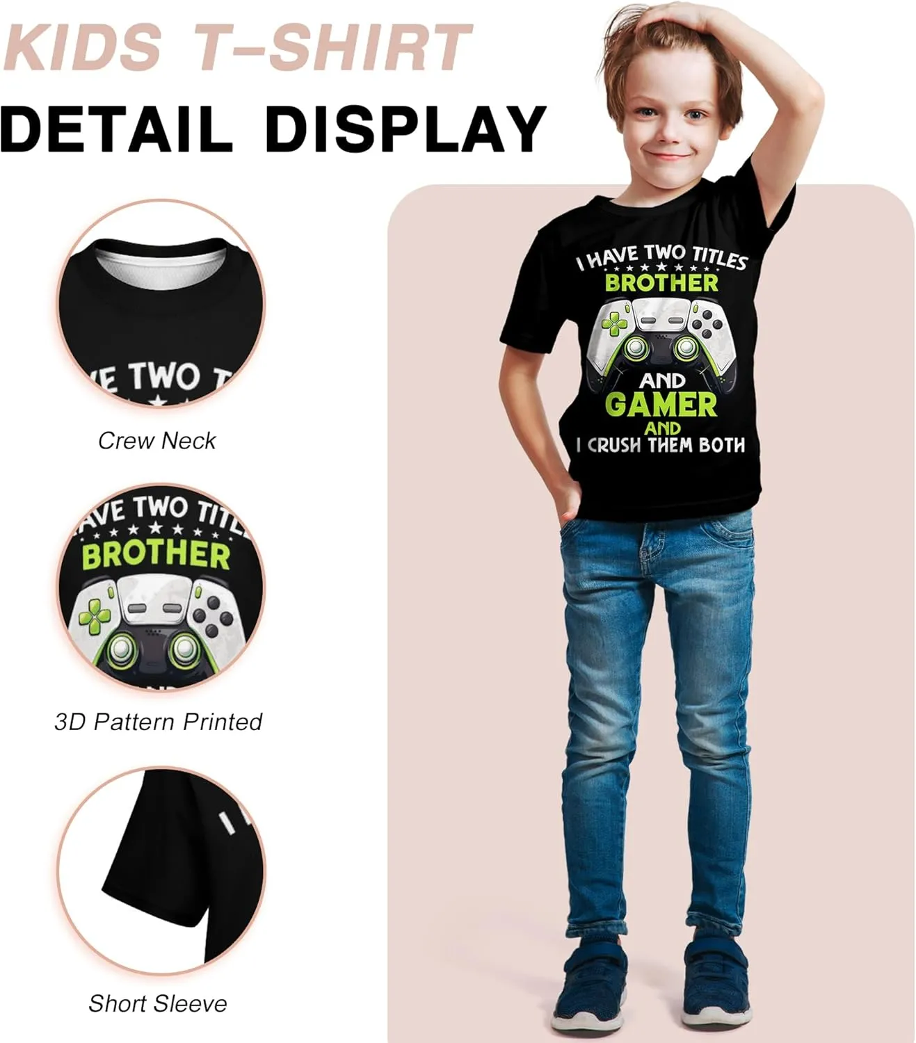 Boys Girls 3D Graphic T-Shirts, Cool Crewneck Unisex Kids Short Sleeve, Novelty Tees for 6-16 Years Teens