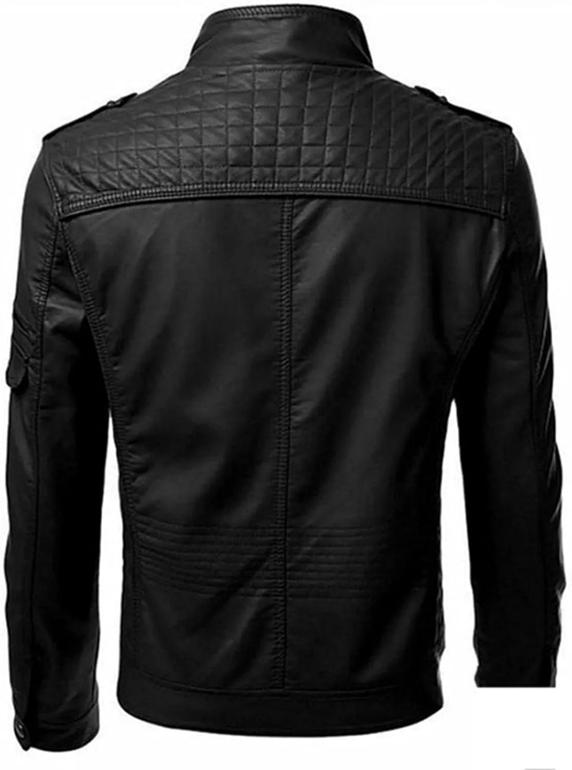 Burband Mens Vintage Zip Up Faux Leather Jackets Luxury Lambskin Punk Motorcycle Racer Jackets Big and Tall Bomber Jackets