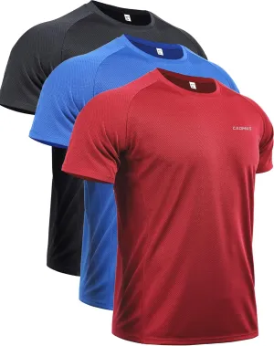 CADMUS Men's 3 Pack Workout Shirts Dry Fit Mesh Athletic T-Shirts