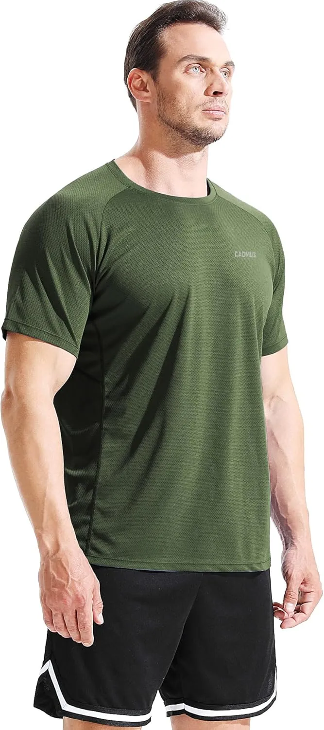 CADMUS Men's 3 Pack Workout Shirts Dry Fit Mesh Athletic T-Shirts