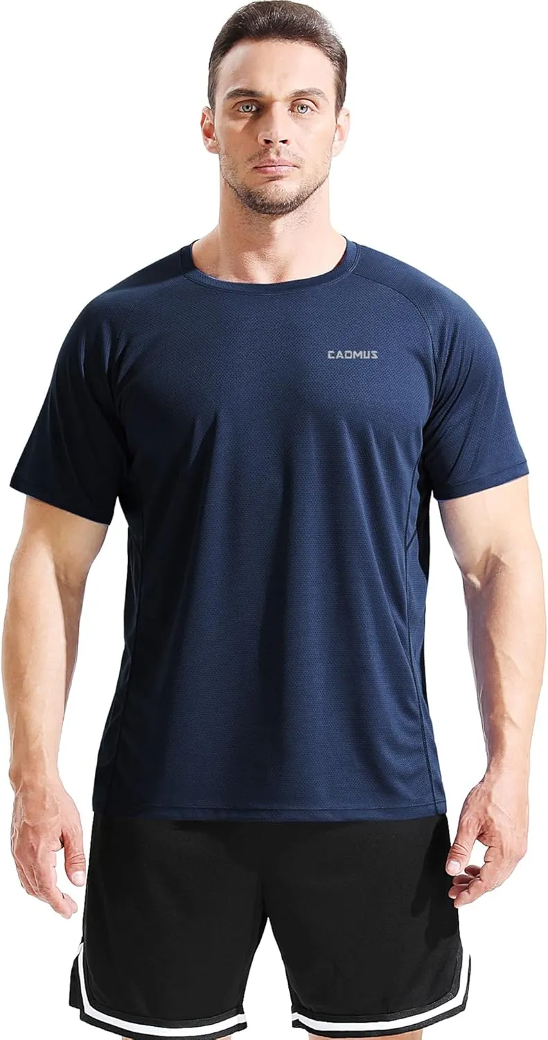 CADMUS Men's 3 Pack Workout Shirts Dry Fit Mesh Athletic T-Shirts