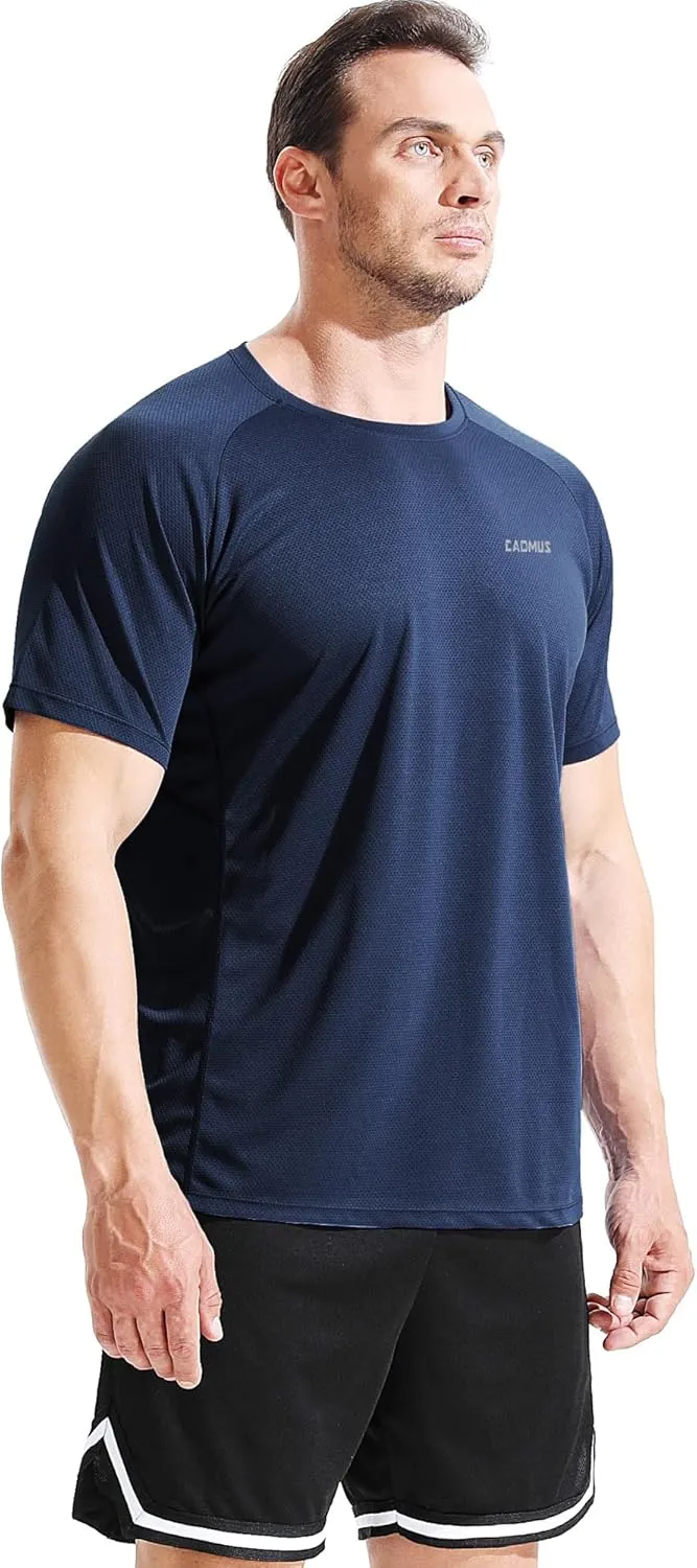 CADMUS Men's 3 Pack Workout Shirts Dry Fit Mesh Athletic T-Shirts