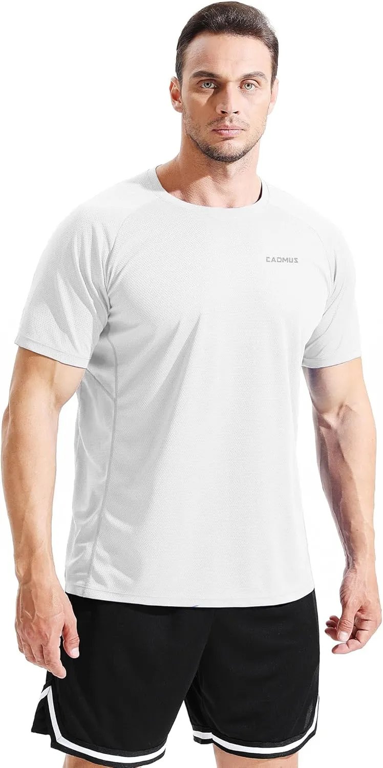 CADMUS Men's 3 Pack Workout Shirts Dry Fit Mesh Athletic T-Shirts