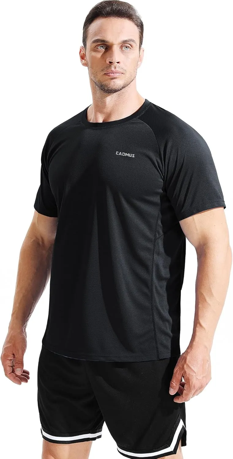 CADMUS Men's 3 Pack Workout Shirts Dry Fit Mesh Athletic T-Shirts