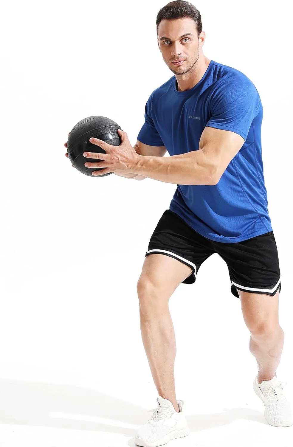 CADMUS Men's 3 Pack Workout Shirts Dry Fit Mesh Athletic T-Shirts