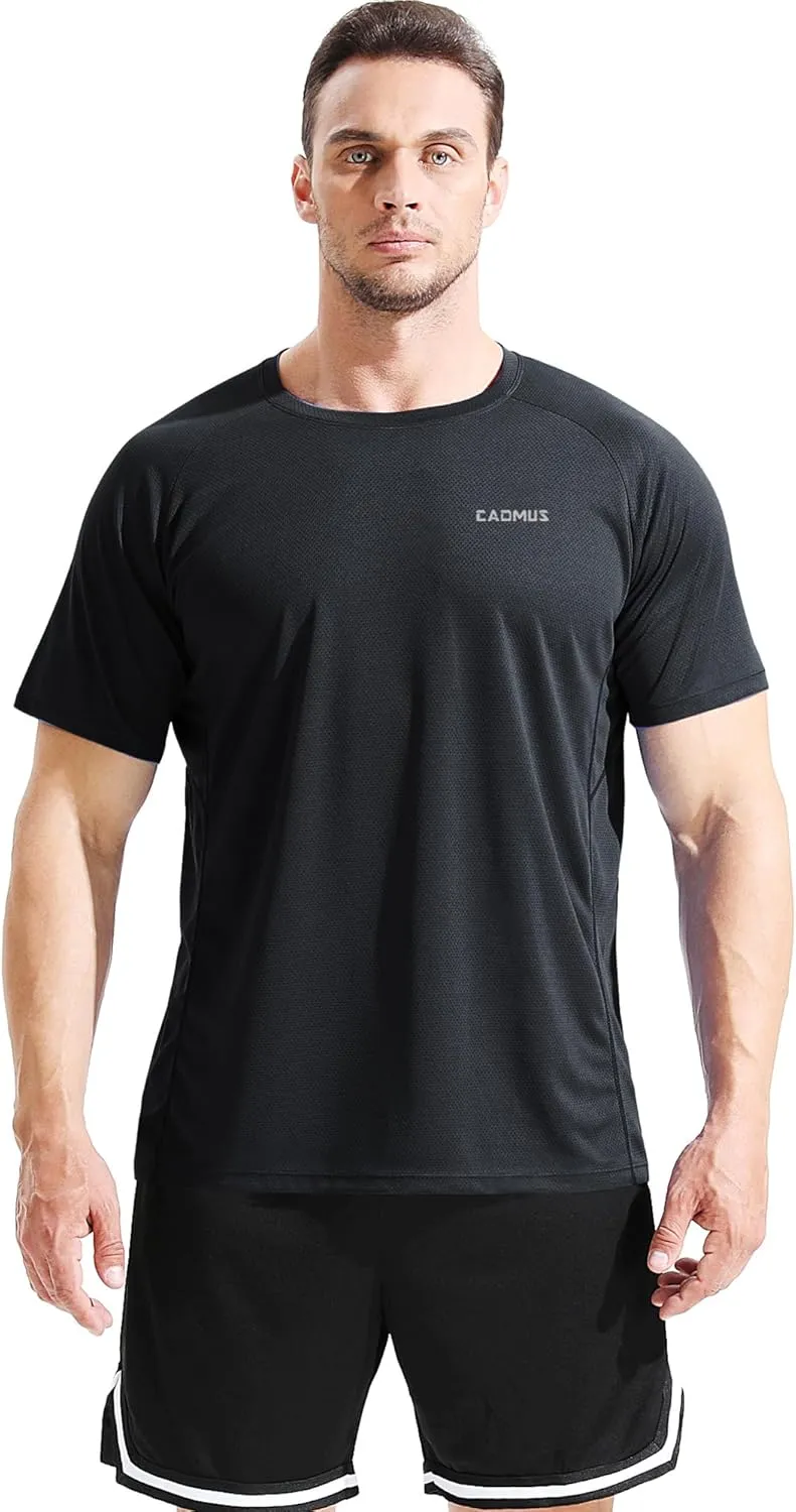 CADMUS Men's 3 Pack Workout Shirts Dry Fit Mesh Athletic T-Shirts