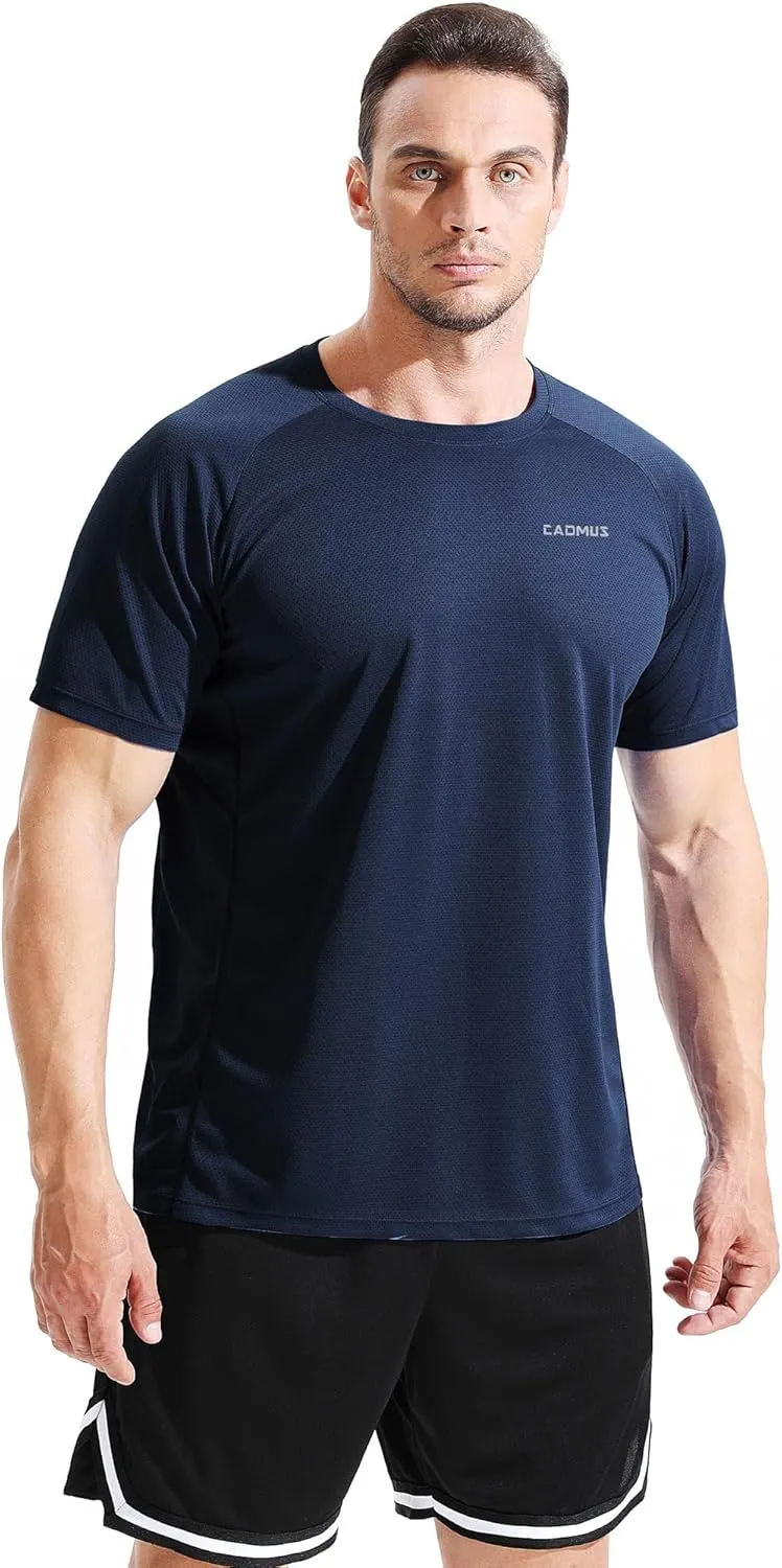 CADMUS Men's 3 Pack Workout Shirts Dry Fit Mesh Athletic T-Shirts