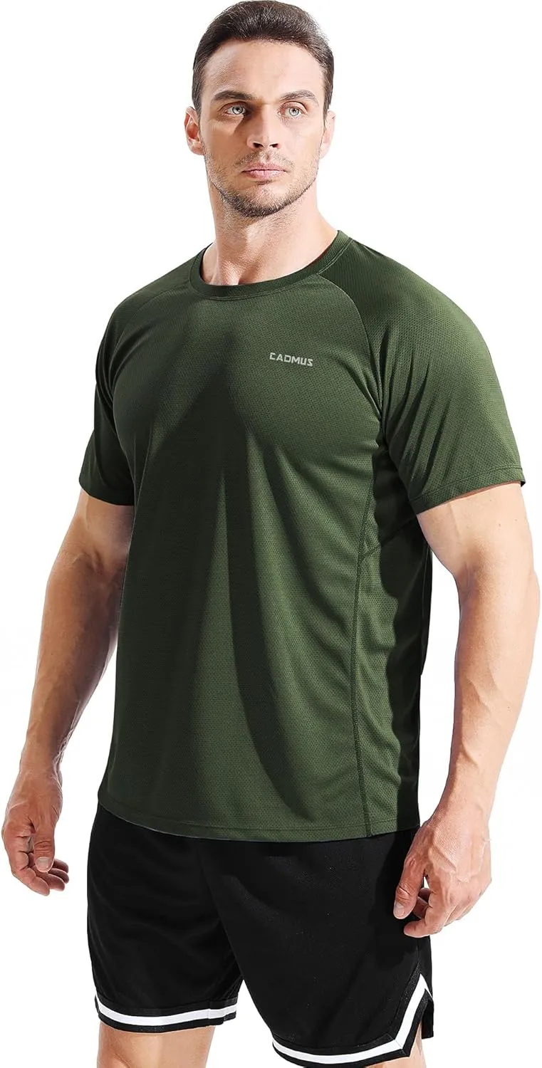 CADMUS Men's 3 Pack Workout Shirts Dry Fit Mesh Athletic T-Shirts
