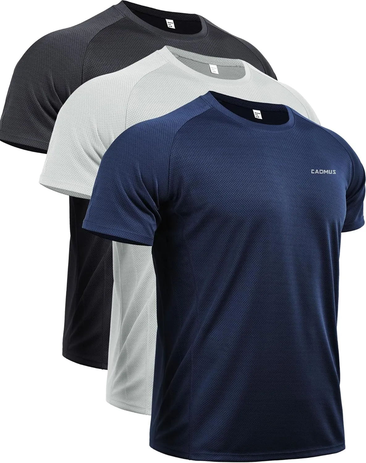 CADMUS Men's 3 Pack Workout Shirts Dry Fit Mesh Athletic T-Shirts