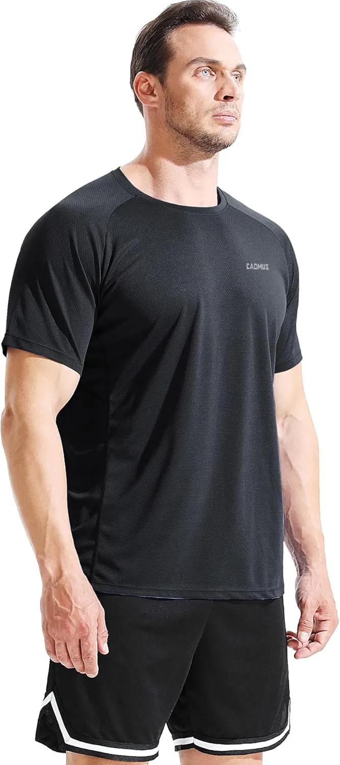 CADMUS Men's 3 Pack Workout Shirts Dry Fit Mesh Athletic T-Shirts