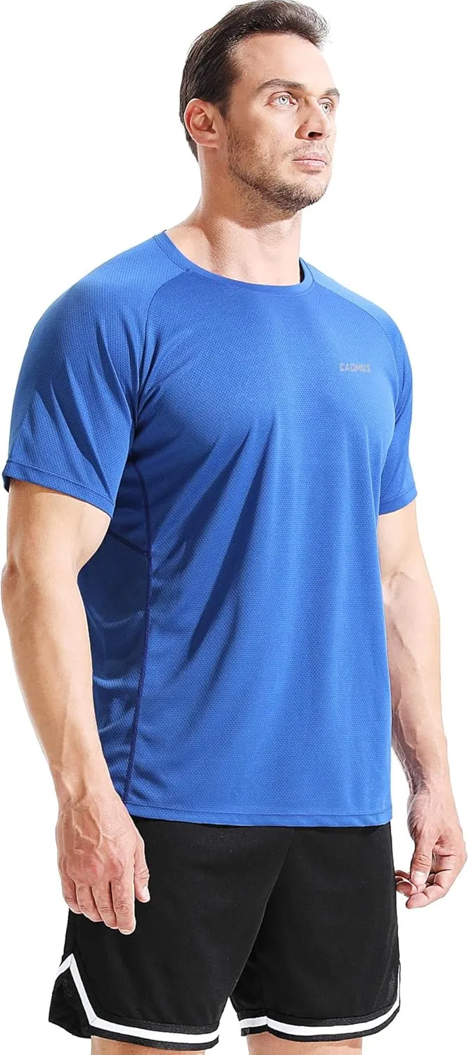CADMUS Men's 3 Pack Workout Shirts Dry Fit Mesh Athletic T-Shirts