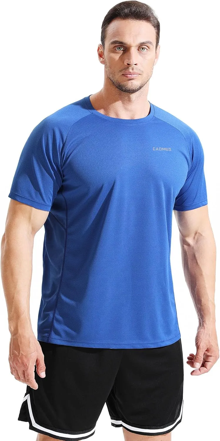 CADMUS Men's 3 Pack Workout Shirts Dry Fit Mesh Athletic T-Shirts