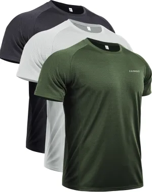 CADMUS Men's 3 Pack Workout Shirts Dry Fit Mesh Athletic T-Shirts