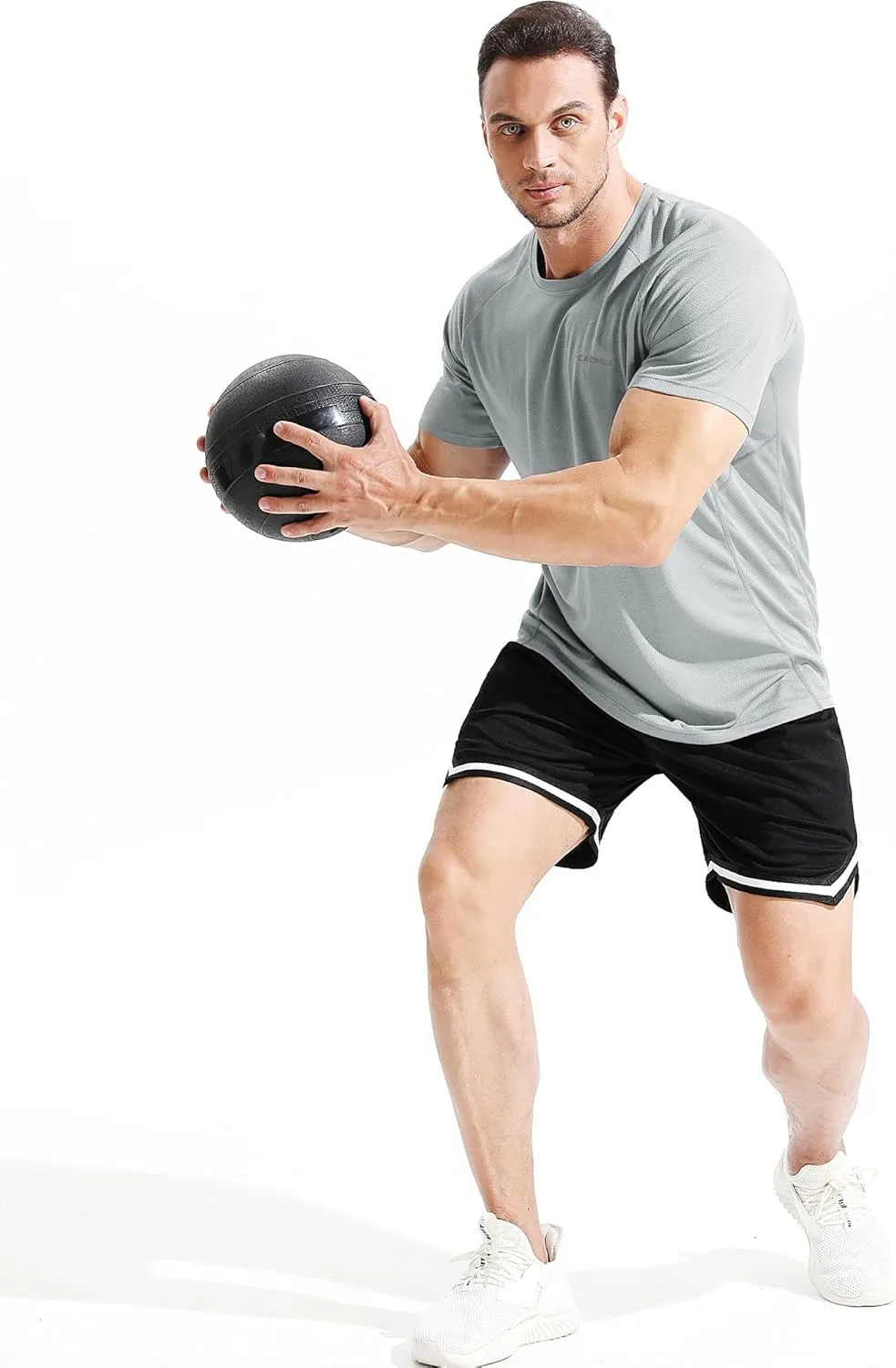 CADMUS Men's 3 Pack Workout Shirts Dry Fit Mesh Athletic T-Shirts
