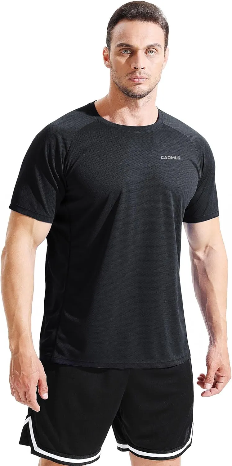 CADMUS Men's 3 Pack Workout Shirts Dry Fit Mesh Athletic T-Shirts