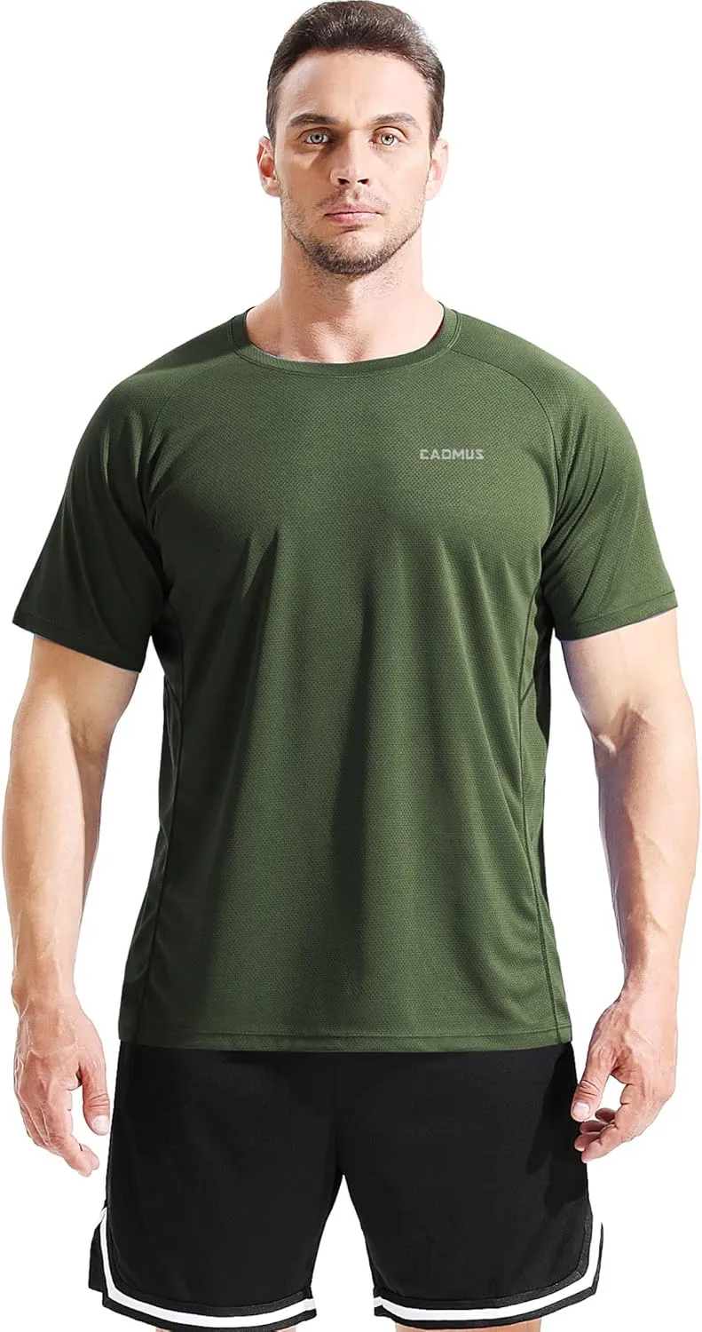 CADMUS Men's 3 Pack Workout Shirts Dry Fit Mesh Athletic T-Shirts