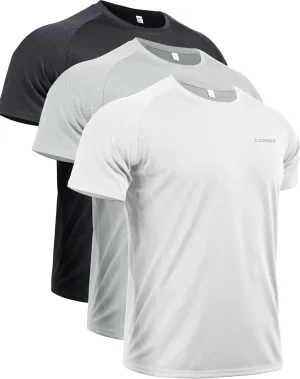 CADMUS Men's 3 Pack Workout Shirts Dry Fit Mesh Athletic T-Shirts