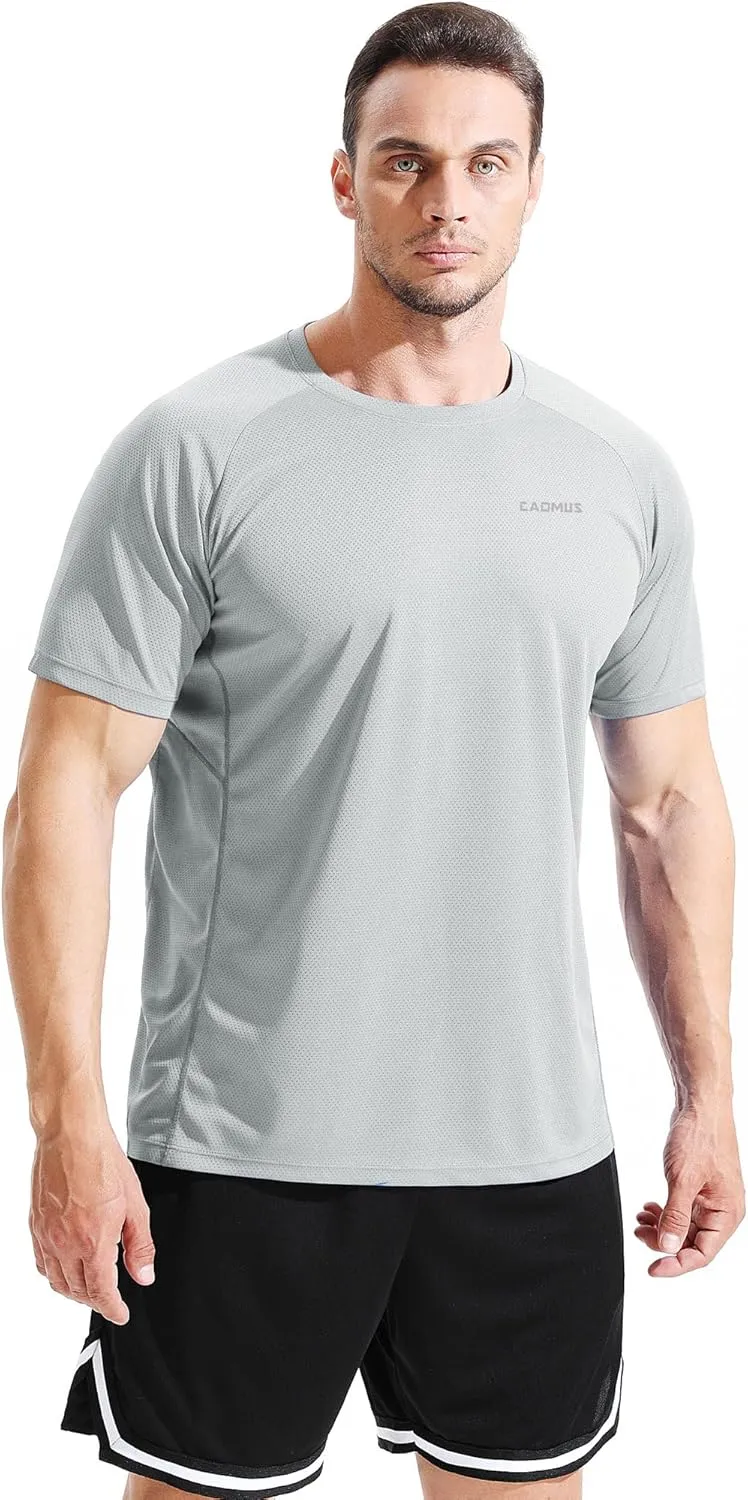 CADMUS Men's 3 Pack Workout Shirts Dry Fit Mesh Athletic T-Shirts