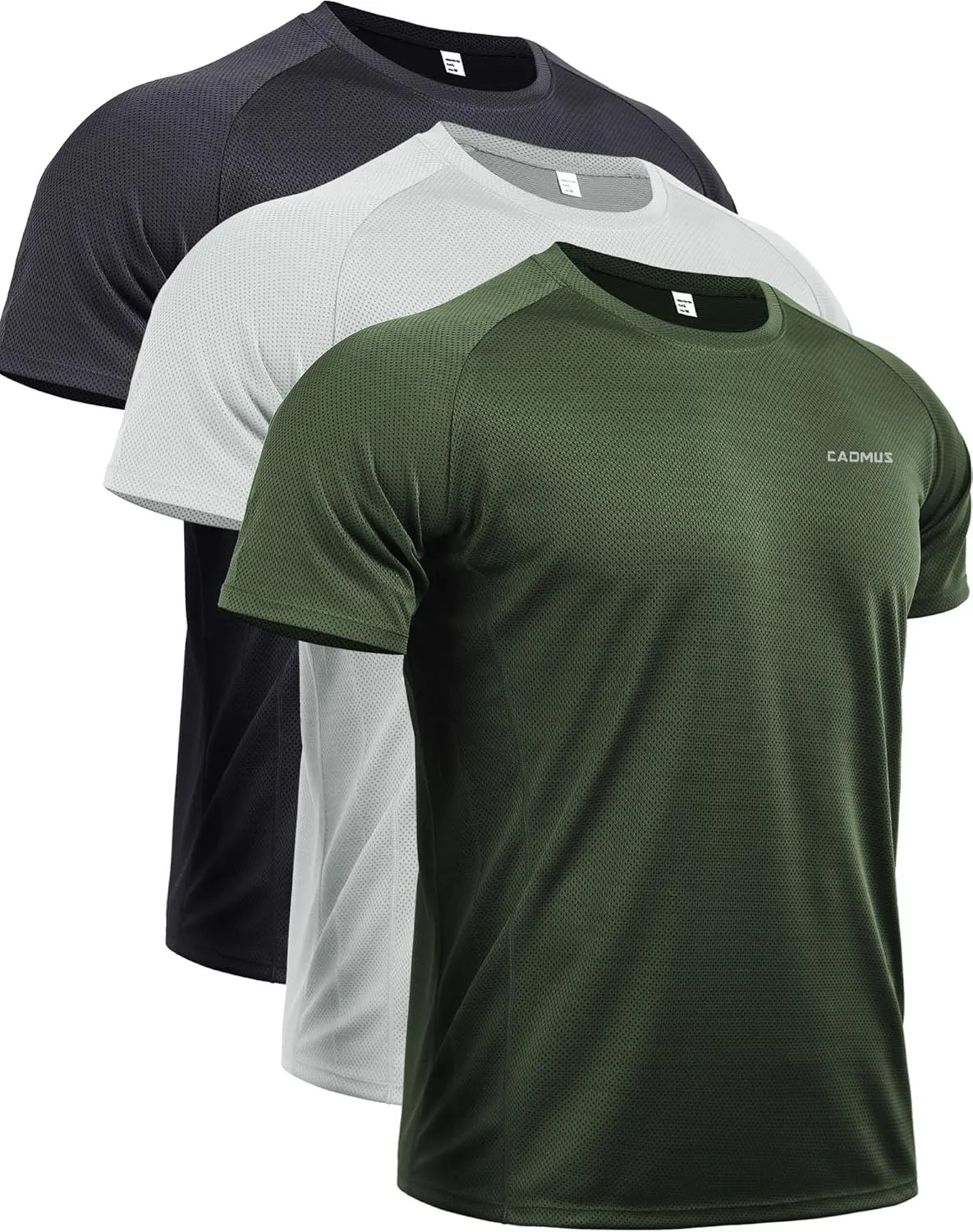 CADMUS Men's 3 Pack Workout Shirts Dry Fit Mesh Athletic T-Shirts