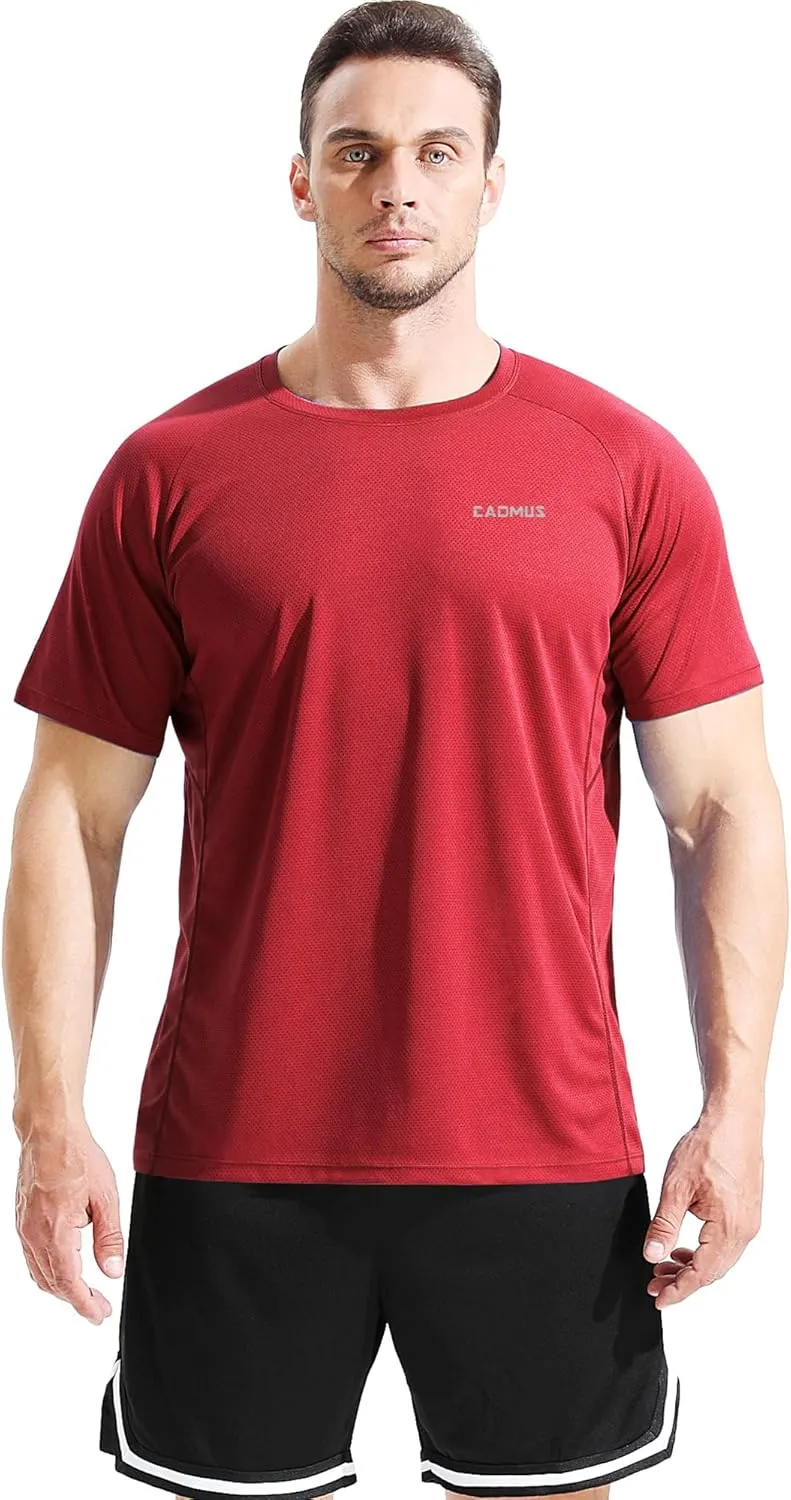CADMUS Men's 3 Pack Workout Shirts Dry Fit Mesh Athletic T-Shirts