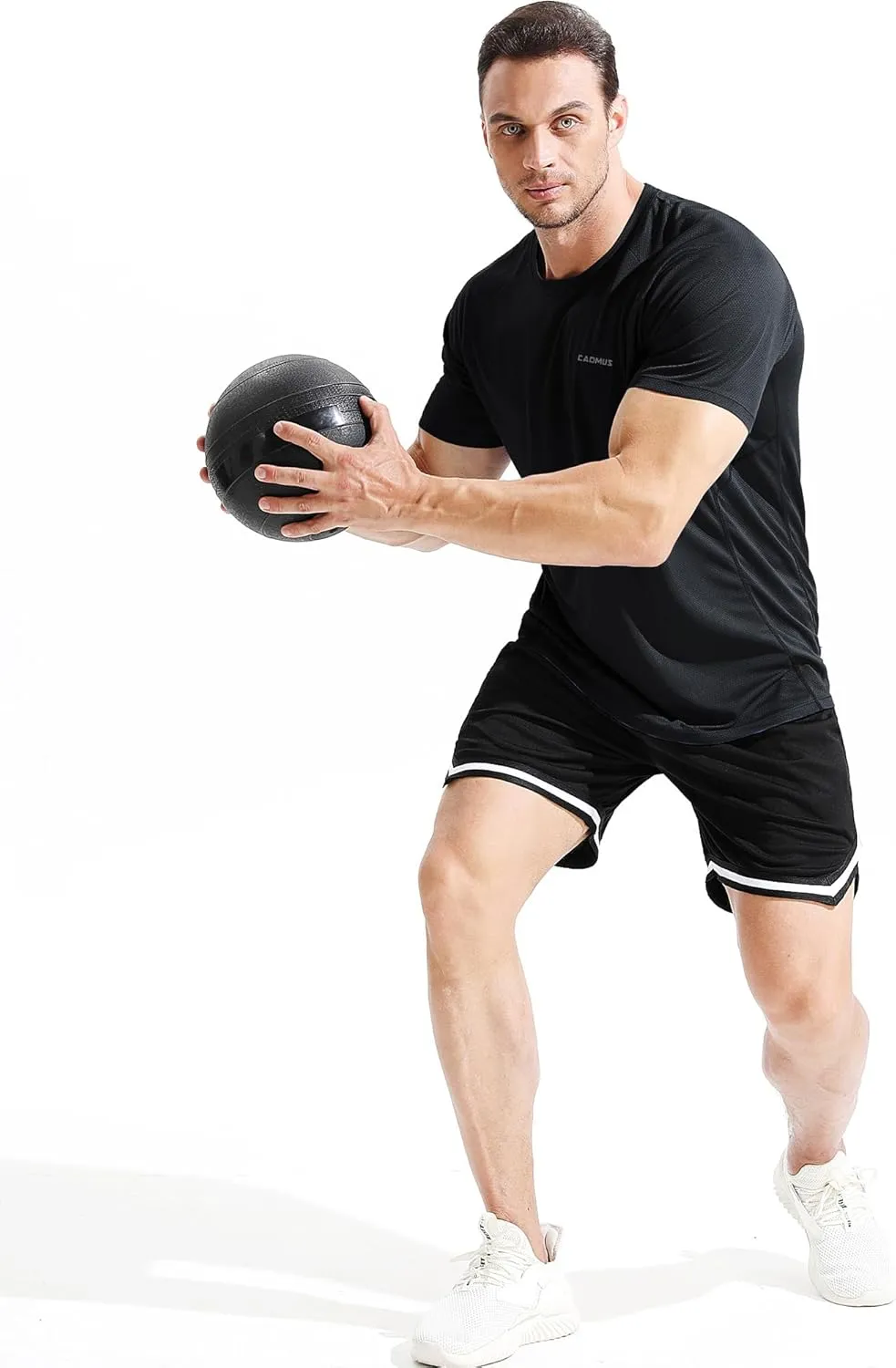 CADMUS Men's 3 Pack Workout Shirts Dry Fit Mesh Athletic T-Shirts