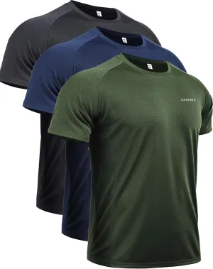 CADMUS Men's 3 Pack Workout Shirts Dry Fit Mesh Athletic T-Shirts